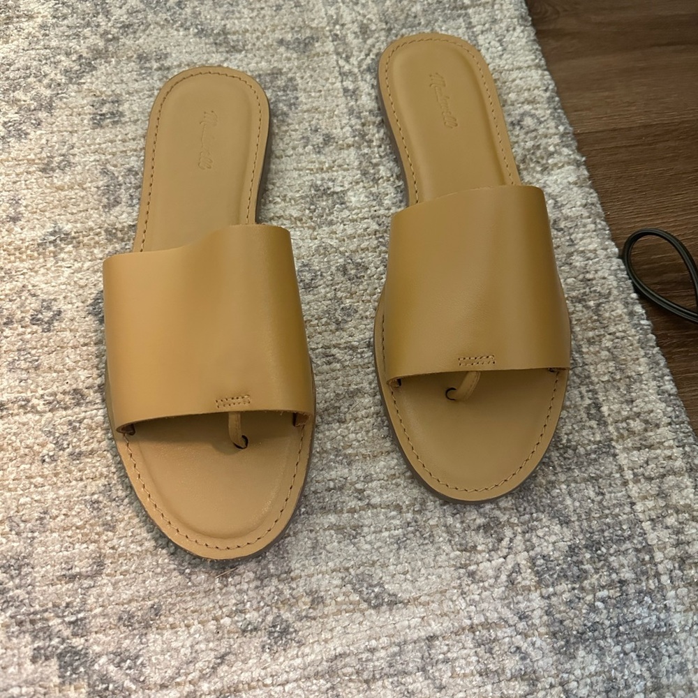 Madewell Tan Leather Slide Sandals